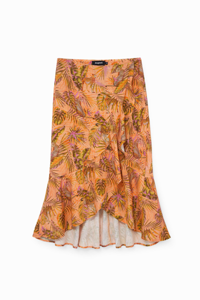 Desigual Tropical Flounce Skirt In Red