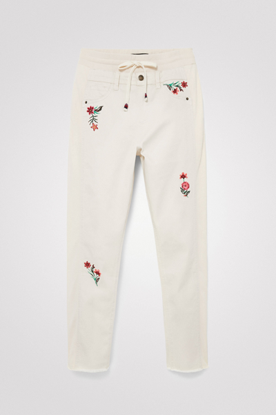 Desigual Floral Jogger Jeans In White