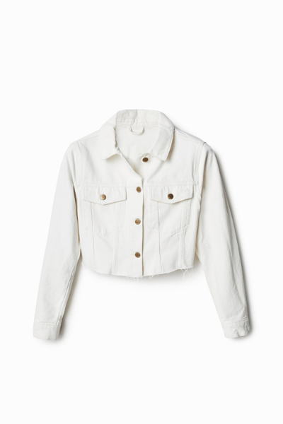 Desigual Cropped Denim Jacket In White