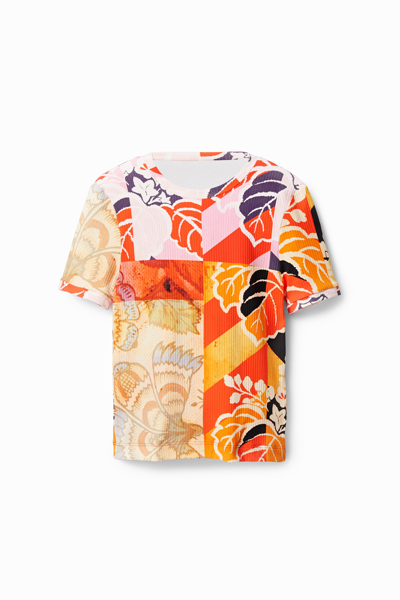 Desigual M. Christian Lacroix Ribbed T-shirt In Material Finishes