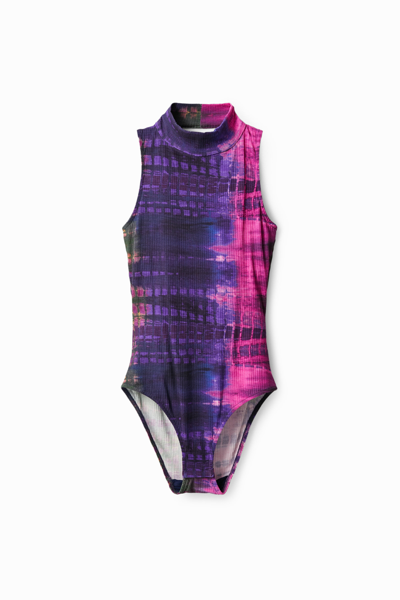 Desigual Ribbed Tie-dye Bodysuit In Material Finishes