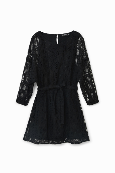 Desigual Johnson Hartig Crochet-style Dress In Black