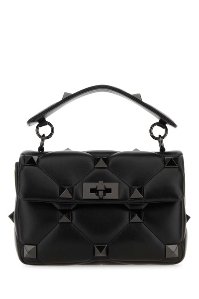 Valentino Garavani Roman Stud Medium Shoulder Bag In Black