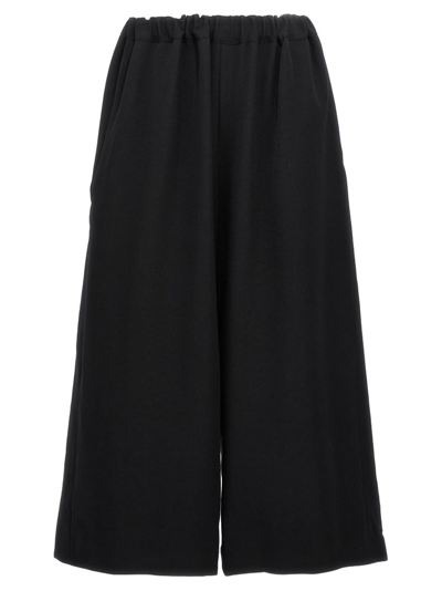 Comme Des Garçons Cropped Pleated Trousers In Black