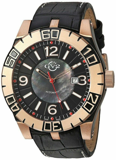 Pre-owned Gevril Gv2 By  Men's 8002 La Luna Automatic Limited Edition Black Leather Watch