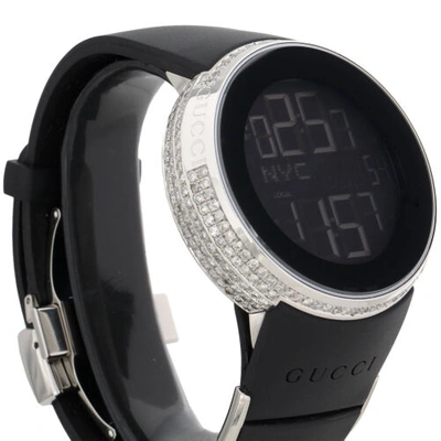 Pre-owned Gucci Diamond White Watch Mens Full Casing Ya114202 5 Row Custom Digital 3.5 Ct.