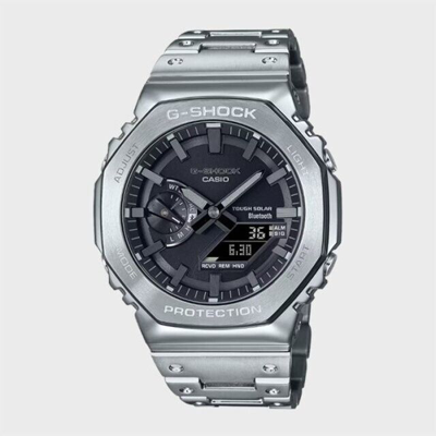 Pre-owned G-shock Gm-b2100d Full Metal Bluetooth Solar Silver Watch -1adr Sealed