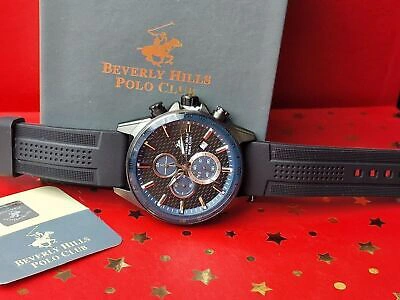 Pre-owned Beverly Hills Polo Club Black Patterned Dial Watch. Rrp £270
