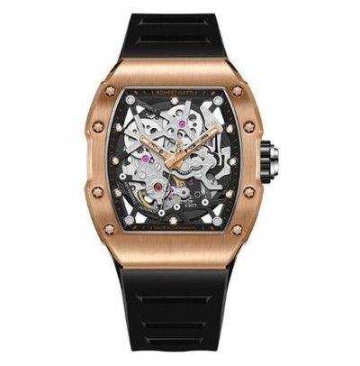 Pre-owned Gatti Fashion Gold  Auto Watch Mechanical Tonneau Formal Luminous Wristwatch Gift