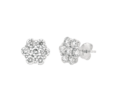 Pre-owned Morris 2.80 Carat Natural Diamond Flower Earrings Si 14k White Gold