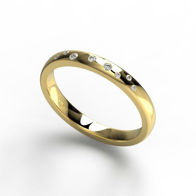 Pre-owned Handmade Diamond Wedding Band / 14k Gold Flush Round Diamond Stacking Ring In White