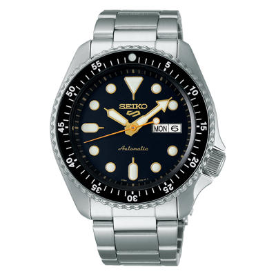 Pre-owned Seiko 5 Skx Sports Black Dial Silver-tone Case Men's Watch Srpk05 (fedex 2 Day)