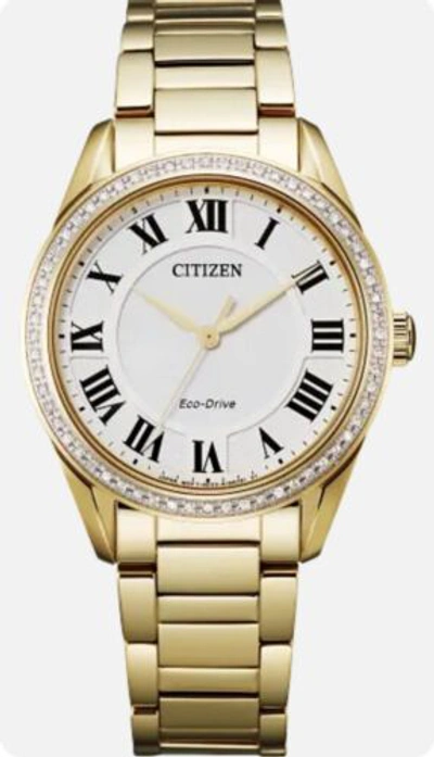 Pre-owned Citizen Fiore Eco-drive Stainless Steel White Dial Women's Watch Em0882-59a
