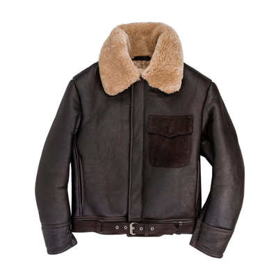 Pre-owned Cockpit Usa B-2 Sheepskin Jacket Z21c106 Usa Made In Brown