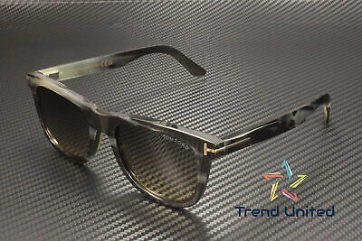 Pre-owned Tom Ford Ft1046 P 64b Horn Coloured Horn Gradient Smoke 53 Mm Men's Sunglasses In Gray