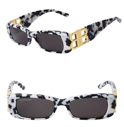 Pre-owned Balenciaga Dynasty 0096 Black White Zebra 005 Bb Logo Narrow Sunglasses Bb0096 In Gray