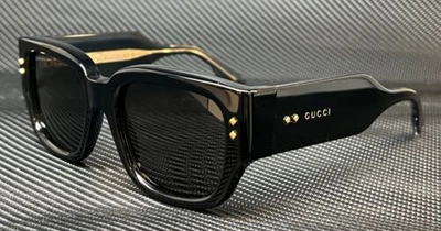 Pre-owned Gucci Gg1261s 001 Black Dark Grey Men's 54 Mm Large Sunglasses In Gray