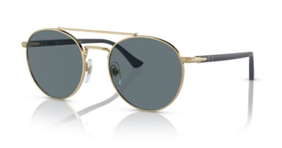 Pre-owned Persol 0po1011s 515/3r Dark Blue/gold Polarized Unisex Sunglasses