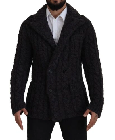 Pre-owned Dolce & Gabbana Black Wool Knit Double Breasted Coat Jacket