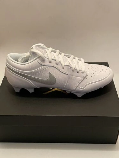 Pre-owned Nike Air Jordan 1 Low Td White Gray Football Cleats Fj6245-101 Men's Size 13 Us