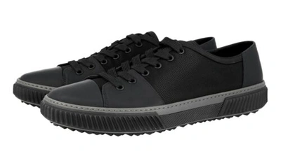 Pre-owned Prada Auth Luxury  Sneakers Shoes 4e3058 Black Leather + Nylon