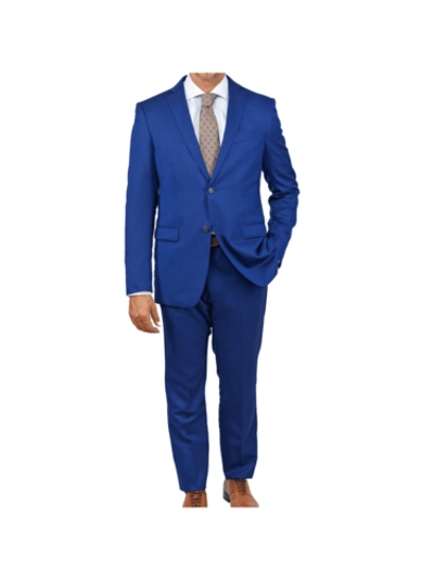 Pre-owned John Varvatos Mens Blue Textured Slim Fit 100% Wool 2 Piece Suit