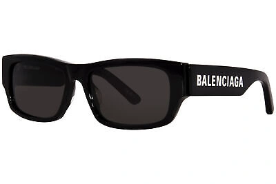 Pre-owned Balenciaga Bb0261sa 001 Sunglasses Black/grey Rectangle Shape 57mm In Gray