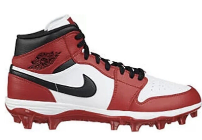 Pre-owned Jordan 1 Mid Td Men's Size 11-14 Chicago Football Cleats Fj6805-106 Ships Today In Red