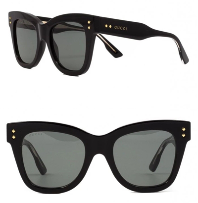 Pre-owned Gucci Black Unisex Square Diamond 1082 Unisex Chunky Bold Gg1082s Sunglasses 001 In Gray
