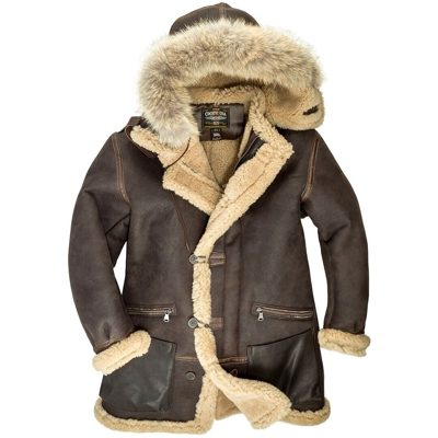 Pre-owned Cockpit Usa B-7 Aleutian Wwii Sheepskin Parka Z21m035 Usa Made In Brown