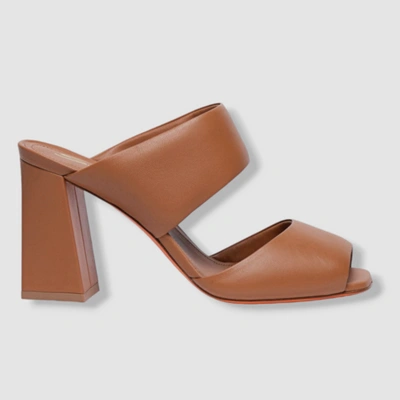 Pre-owned Santoni $790  Women's Brown Cactus Leather Slide Sandal Shoes Size Eu 38.5/us 8.5