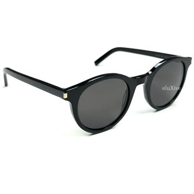 Pre-owned Saint Laurent $350  Paris Ysl Sl342 Black Classic Round Sunglasses Authentic