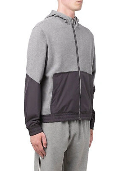 Pre-owned Zegna Z  Mens Panelled Zipped Hoodie X-large Grey - $595 In Gray