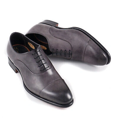 Pre-owned Santoni 'isaac' Goodyear-welt Gray Museum Calf Cap Toe Oxford Us 8 Dress Shoes