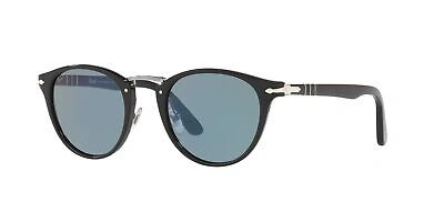 Pre-owned Persol Typewriter Edition Po 3108s Black/blue 49/22/145 Unisex Sunglasses