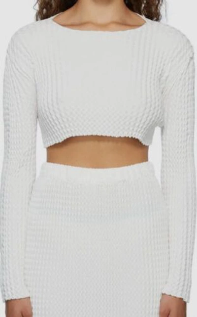 Pre-owned Issey Miyake $775  Women's White Spongy Slim Fit Long-sleeve Cropped Top Size 2/m