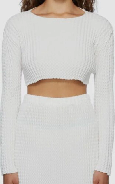 Pre-owned Issey Miyake $776  Women's White Spongy Buttoned Cardigan Sweater Size 2