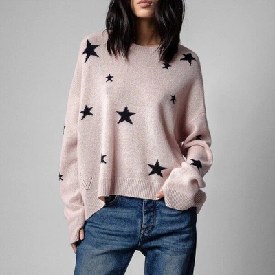 Pre-owned Zadig & Voltaire $478  Markus Star Cashmere Sweater Pullover Jumper Size S In Pink
