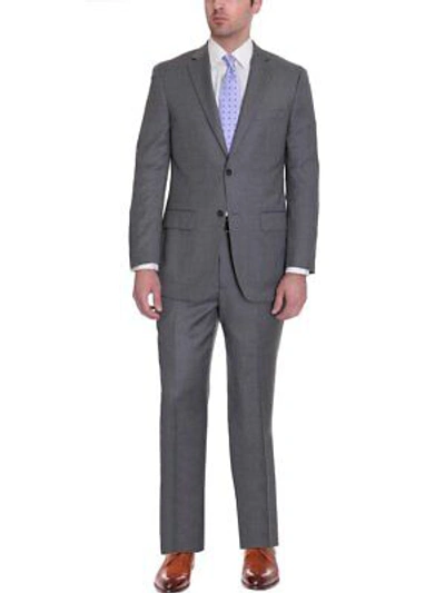 Pre-owned Zanetti Classic Fit Charcoal Gray Birdseye Two Button Wool Suit