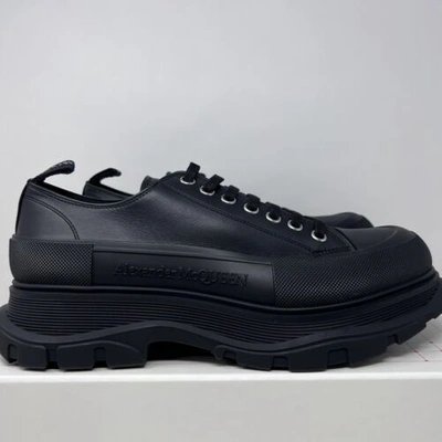 Pre-owned Alexander Mcqueen Men's Tread Slick Leather Sneakers Size 46 Eu / 13 Us Black