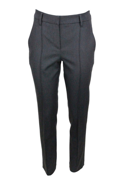 Brunello Cucinelli Pleated Cropped Tailored Trousers In Grey