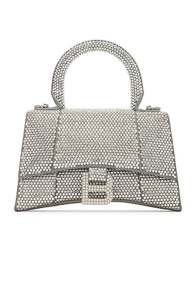 Balenciaga Hourglass Xs Crystal-embellished Handbag In Grey