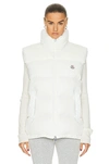 Moncler Lempa Down Puffer Vest With Faux Fur Trim In White