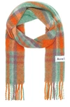 Acne Studios Check Fringed Scarf In Orange  Lilac  & Aqua Blue