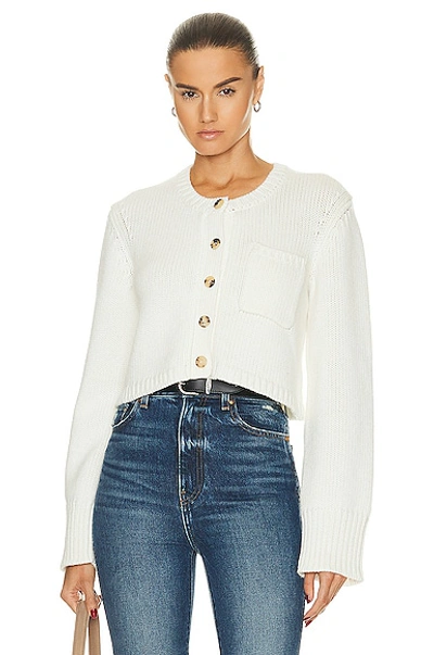 Khaite Lavan Cropped Cashmere Cardigan In Ivory