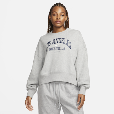 Nike Women's  Sportswear Phoenix Fleece Over-oversized Crew-neck Graphic Sweatshirt In Grey