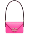 Valentino Small Vlogo Flap Leather Shoulder Bag In Pink