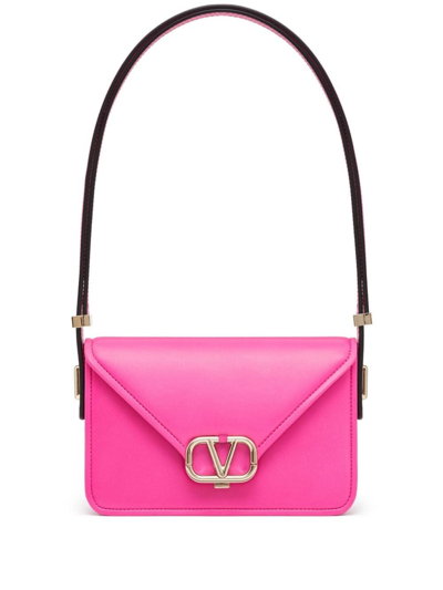 Valentino Garavani Small Vlogo Flap Leather Shoulder Bag In Pink