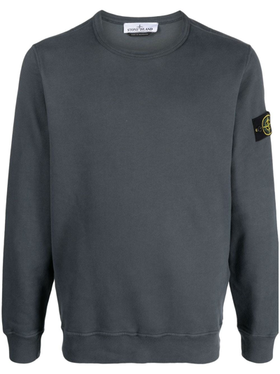Stone Island Compass-motif Cotton-blend Sweatshirt In Grey