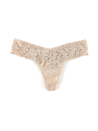 Hanky Panky Petite Size Signature Lace Low Rise Thong Chai In Brown